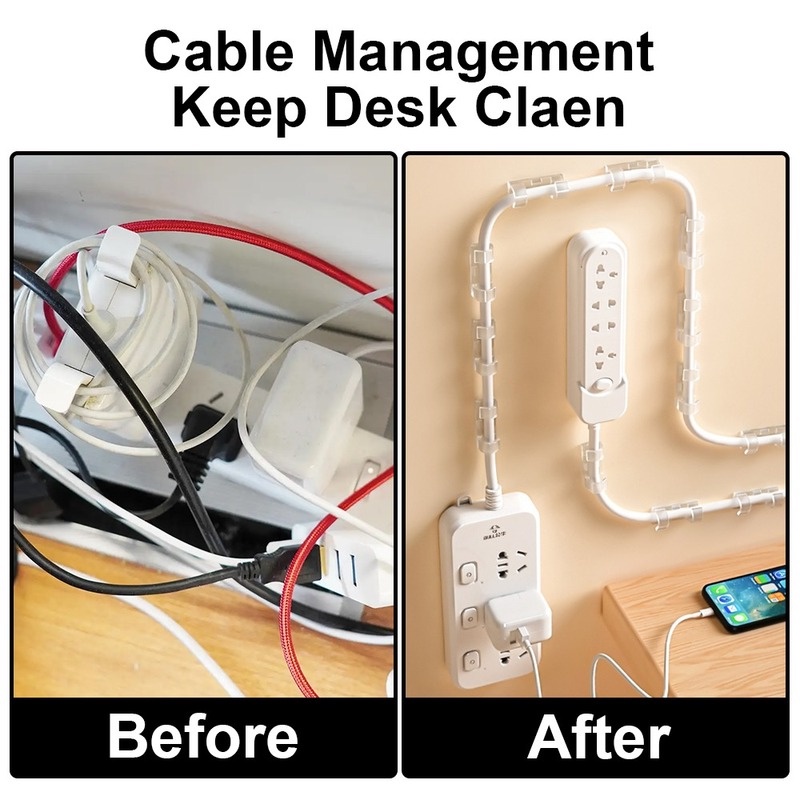 Organisateur de câble Clips gestion de câble bureau et poste de travail  gestionnaire de fil ABS support de cordon USB ligne de données de charge  bobine enrouleur - Black - LXQ1006