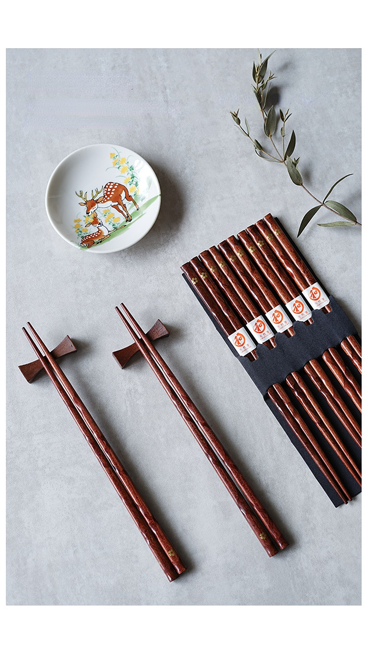 Chopsticks Sushi Handmade Natural Wood Set Value Gift food Tie line Chinese