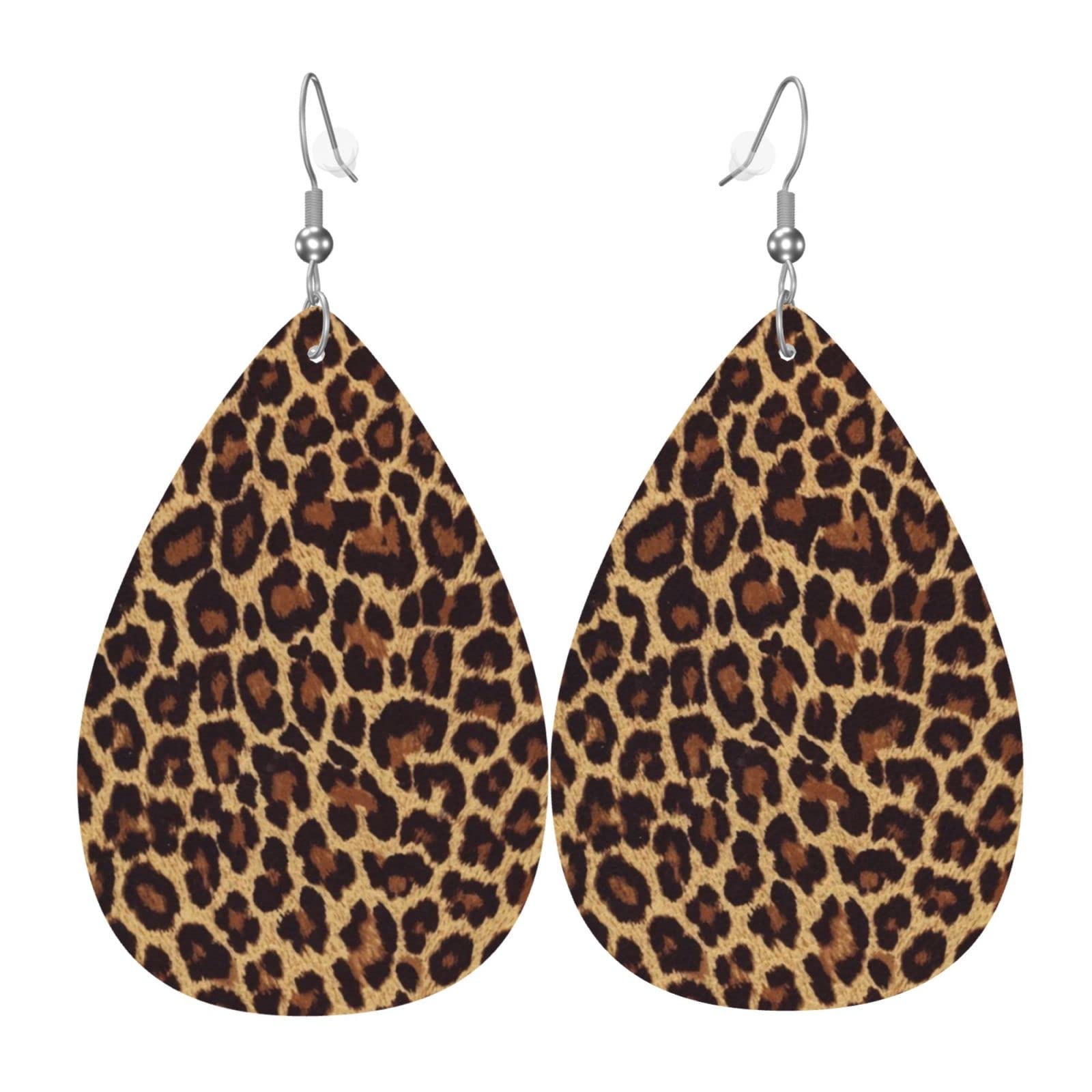 Cool Cheetah Leopard Faux Leather Earrings Women Dangle Temu