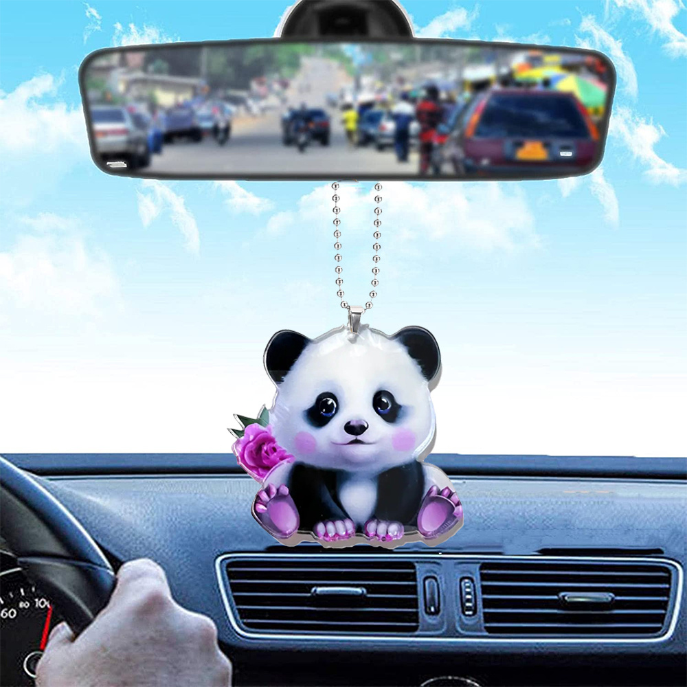 Acrylic Cute Panda 2d Flach Auto Rückspiegel Anhänger Urlaubsgeschenk Für  Tierliebhaber - Auto - Temu Germany