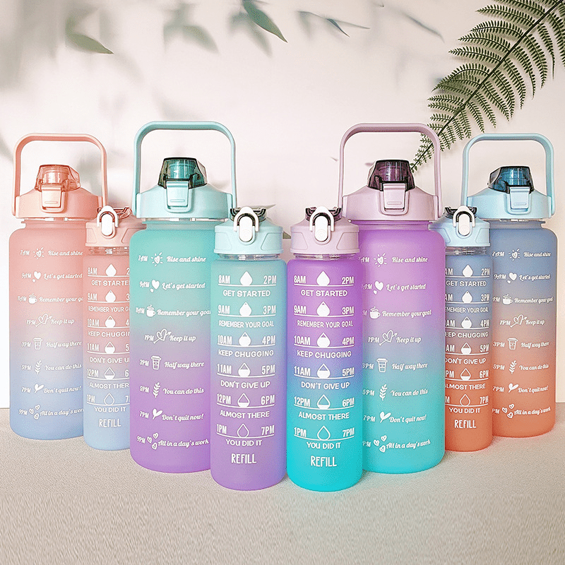 Gradient Color Water Bottle Set Large Capacity Lightweight - Temu