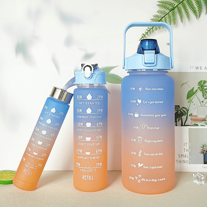 Water Bottle Set Gradient Color Large Capacity Sports - Temu