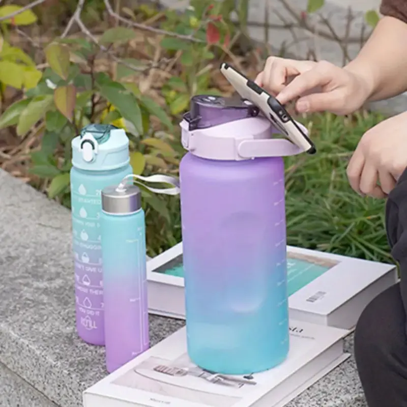 Gradient Color Water Bottle Set Large Capacity Lightweight - Temu