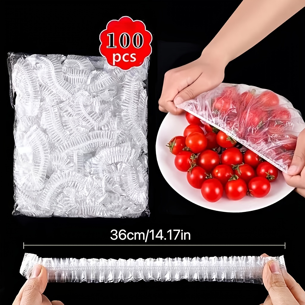 100pcs disposable food cover food wrap storage cover elastic food cover bag kitchen refrigerator   rice   plastic   cover anti odor leak proof dust proof freezer cover fresh keeping cover kitchen accessories details 0