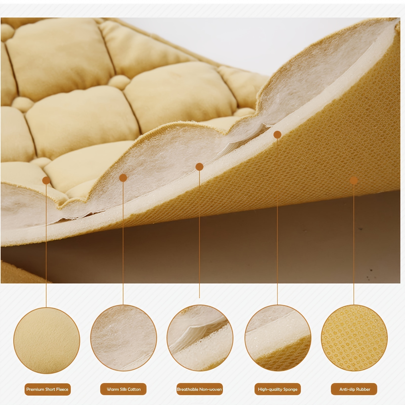 3pcs Car Seat Cushion with Storage Pouch Memory Silk Cotton