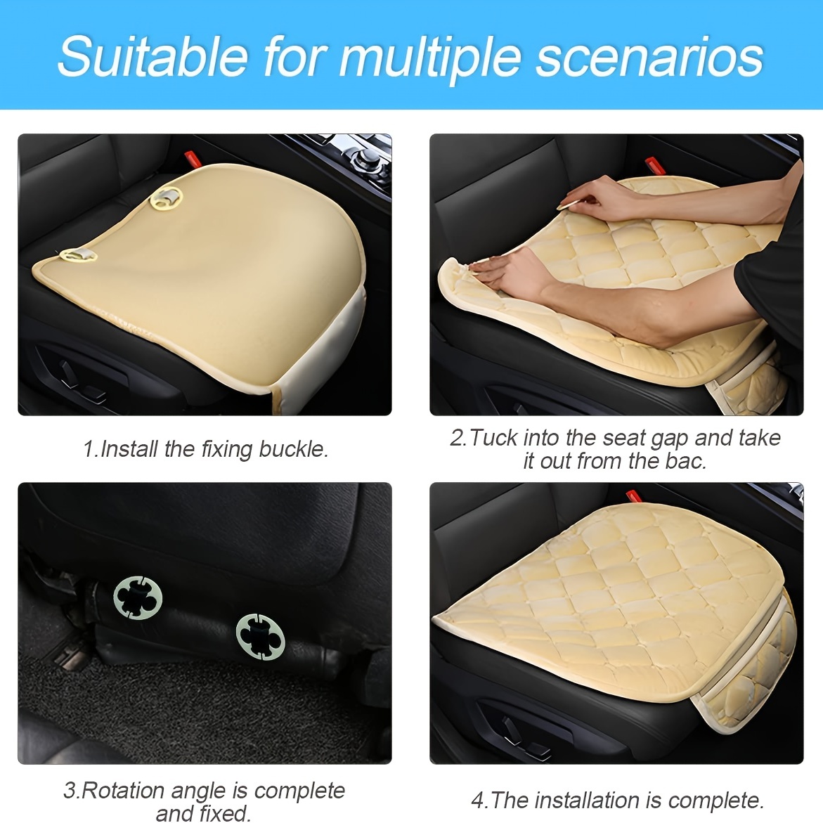 3pcs Car Seat Cushion with Storage Pouch Memory Silk Cotton