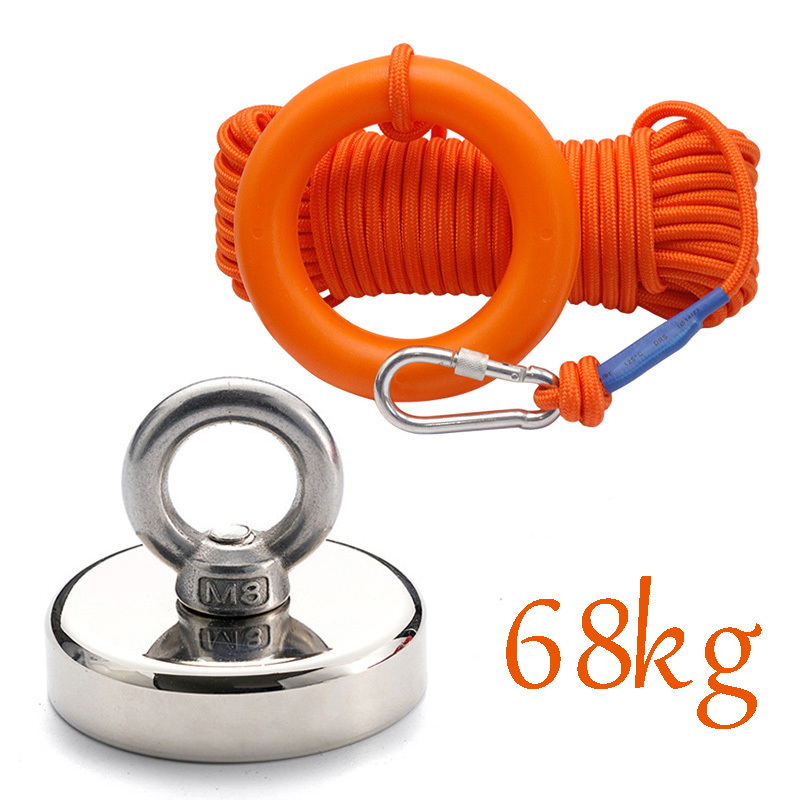 Fishing Magnet And Rope, Powerful Magnet Fishing Kit, Underwater Magnet For  Treasure Hunting, 68kg Suction Force And 787.4inch Rope Length