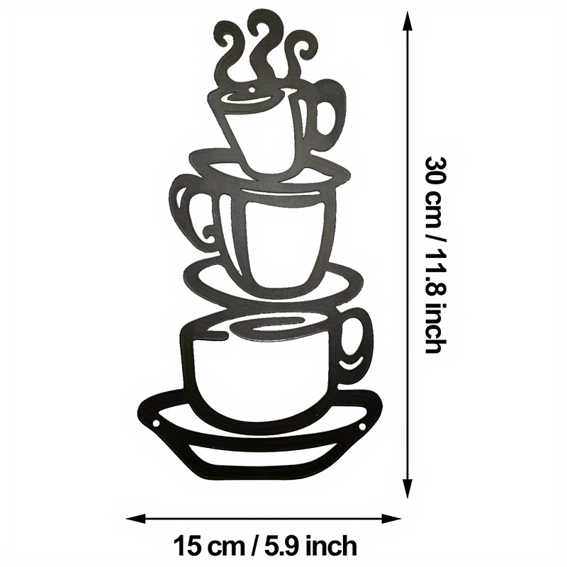 Coffee Bar Metal Wall Decoration Black Coffee Cup Silhouette - Temu