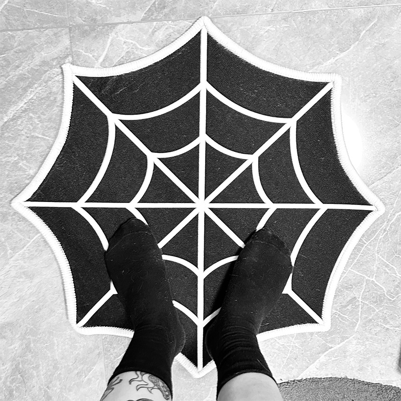 Spooky Halloween Cobweb Rug