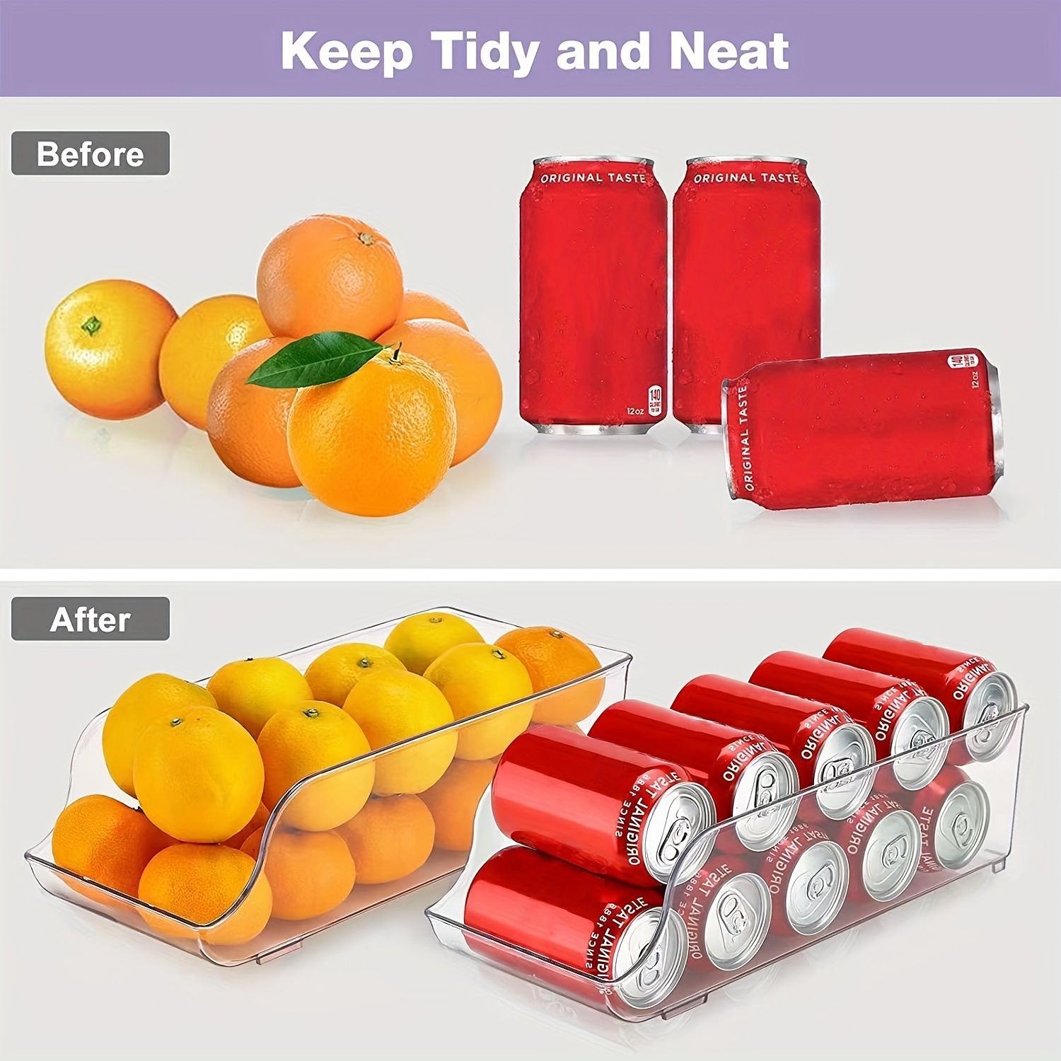 2pcs Refrigerator Beverage Storage Box Automatic Filling Sorting Rack