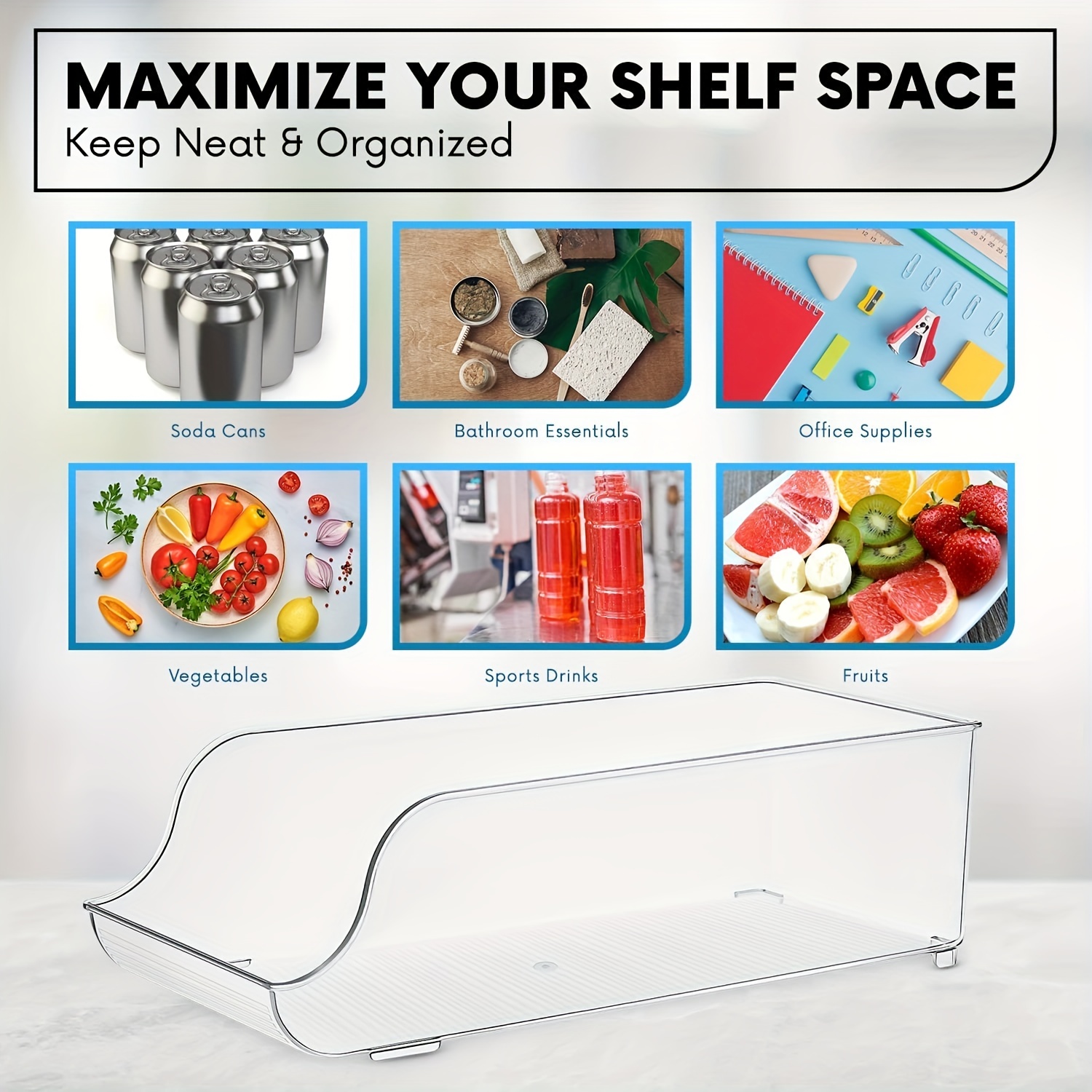 2pcs Refrigerator Beverage Storage Box Automatic Filling Sorting Rack