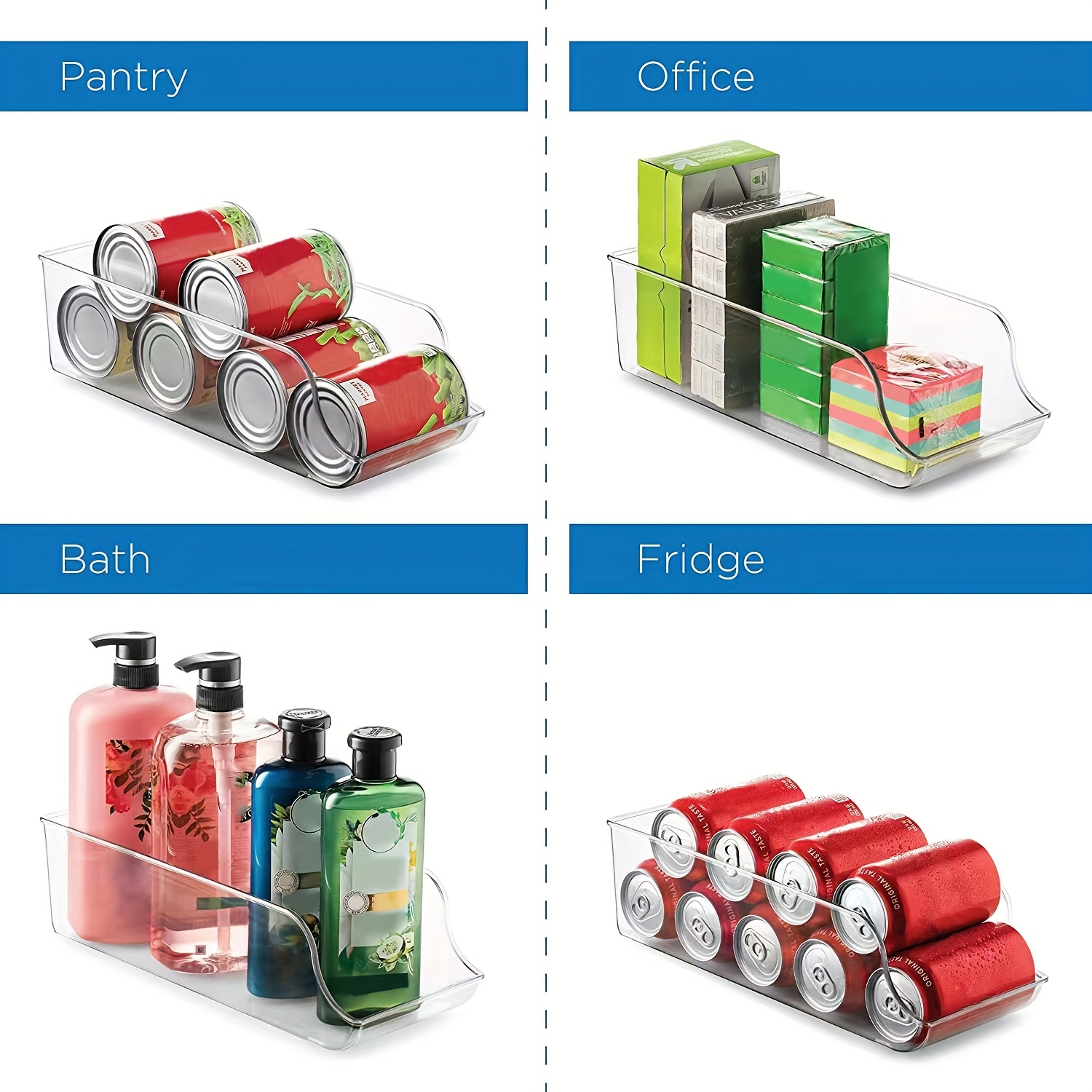 2pcs Refrigerator Beverage Storage Box Automatic Filling Sorting Rack