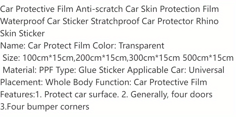 Car Skin Protection Film Anti scratch Waterproof Transparent - Temu