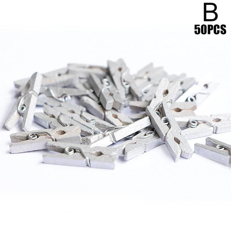 Mini Golden/silvery Wooden Clips Photo Clips Clothespin - Temu New