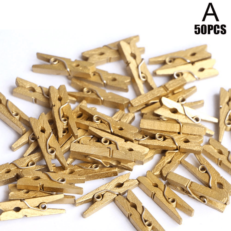 Mini Golden/silvery Wooden Clips Photo Clips Clothespin - Temu