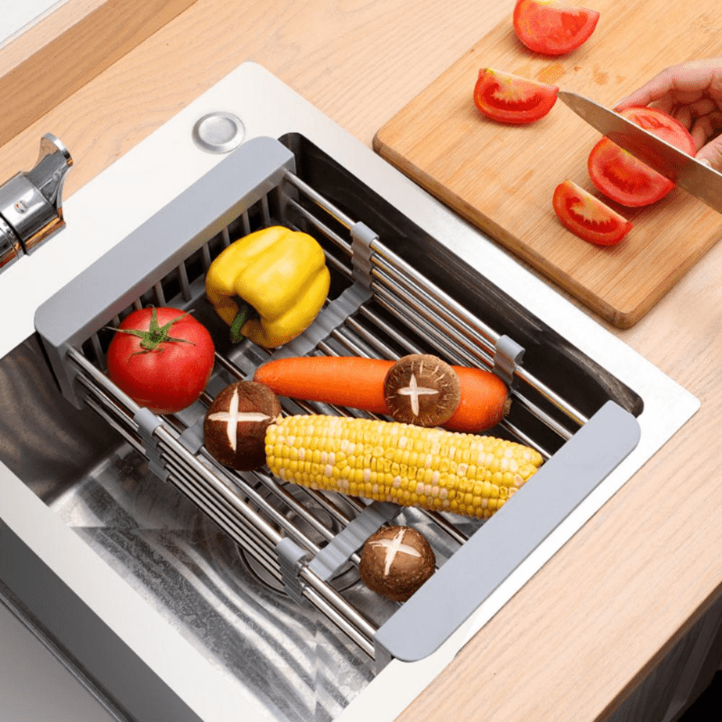 Kitchen Sink Drain Basket Telescopic Tableware Drain Rack