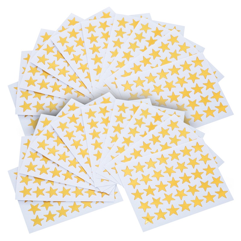 10 Sheets/Pack Of Children'S Gold-Plated Award Glitter Stickers Mother  Teacher Praise Label Award Five-Pointed Star Love Sticker