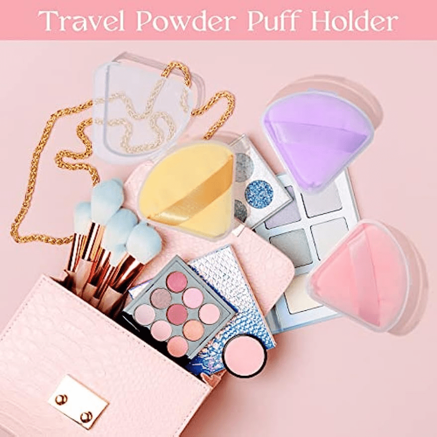 4pcs Box body powder puff box powder puff and container empty body powder  container travel powder container face powder compact case travel dispenser