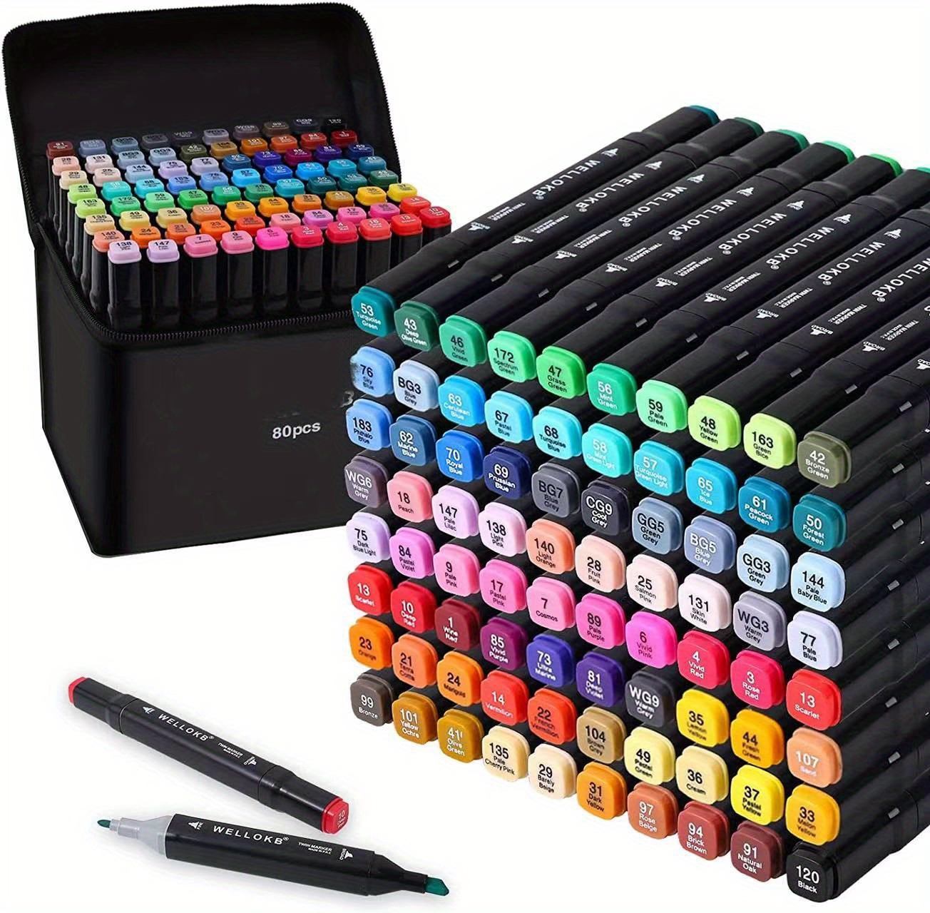 Keebor 80 Colors Dual Tip Art Markers Plus 1 1 Count (Pack of 81),  Multicolor