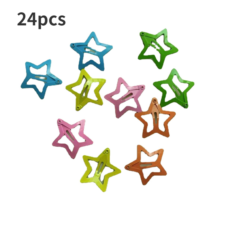 Hollow Star Shaped Hair Clip Metal Snap Clip Candy Color - Temu