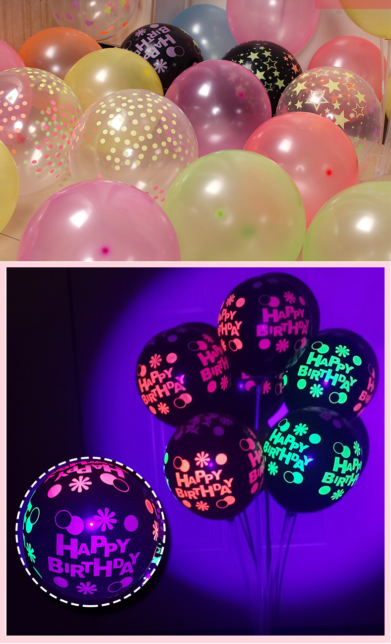 Decoraciones de cumpleaños de neón brillantes para fiesta de cumpleaños y  20 globos de cumpleaños que brillan en la oscuridad (bajo la luz negra