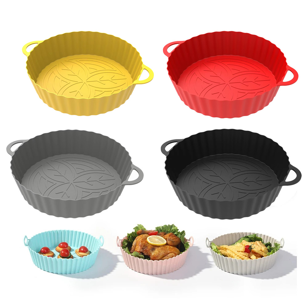 Cesta de silicona reutilizable para freidora de aire, moldes para horno,  bandeja para hornear, olla de silicona, accesorios de cocina, 19,5 cm -  AliExpress