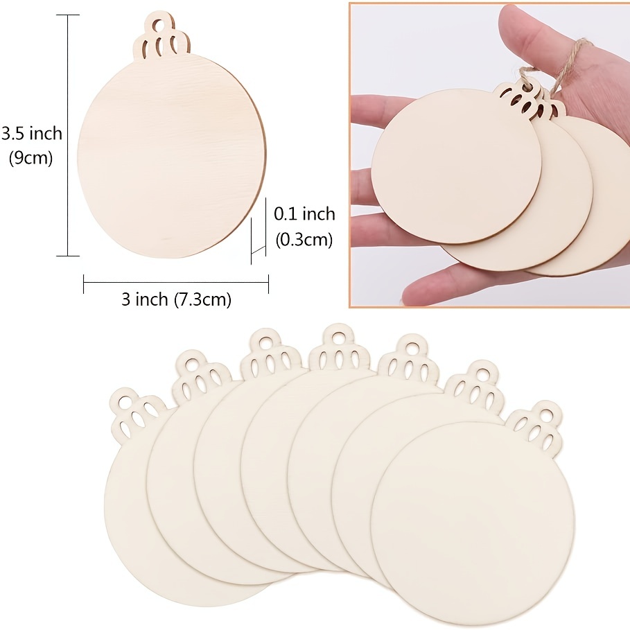 30pcs round wooden discs 3in pre drilled natural wood slices for crafts diy christmas ornaments and centerpieces