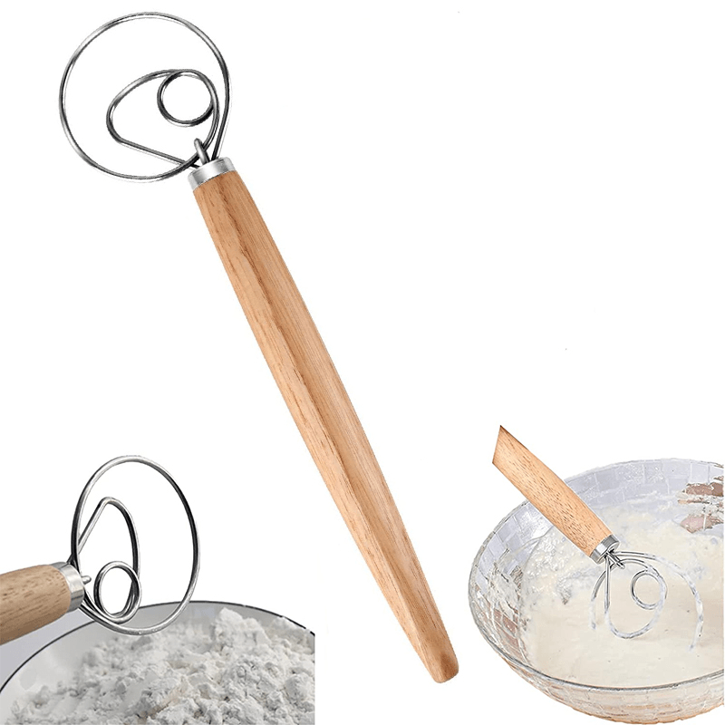 Stainless Steel Dough Whisk With Wooden Handle Bread - Temu