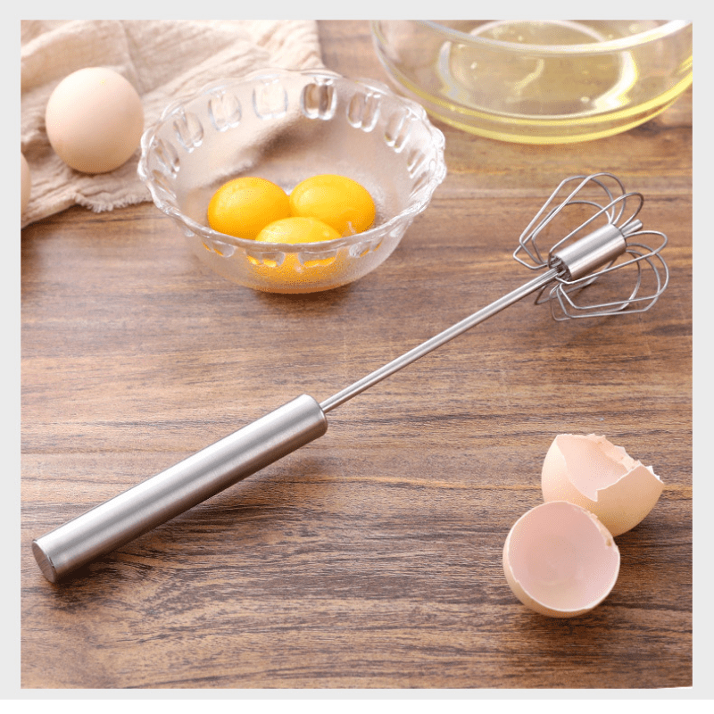 Semi-automatic Whisk Stainless Steel Egg Beater Handhold Push Egg