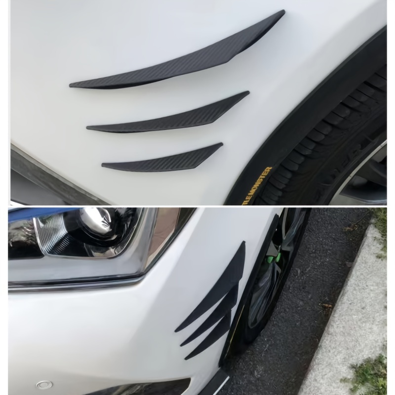 6pcs Universal Carbon Fiber Look Car Front Bumper Fins Spoiler Wing Lip  Splitter