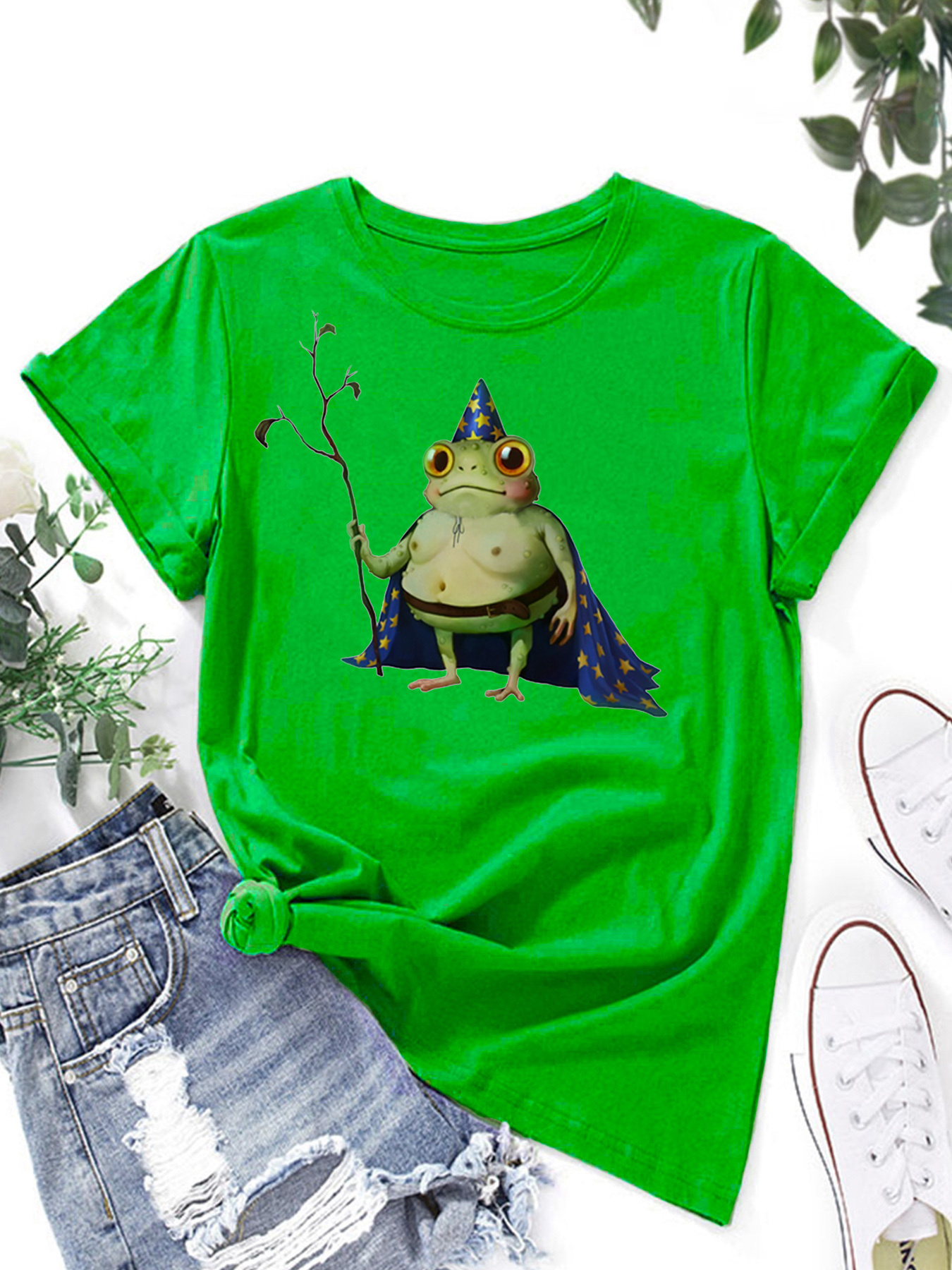 Plus Size Casual T shirt Women's Plus Cute Frog Print Short - Temu