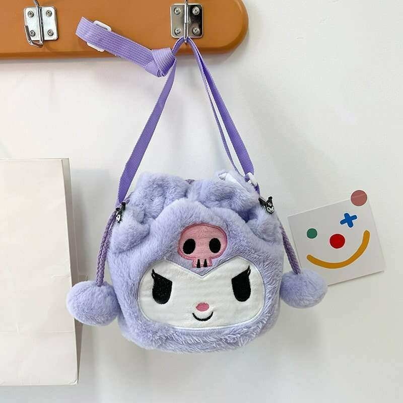 Kawaii Sanrio Plush Cartoon Kitty Kuromi My Melody Cinnamoroll Cute Beauty  Casual Plush Messenger Bag Birthday Gifts For Girls