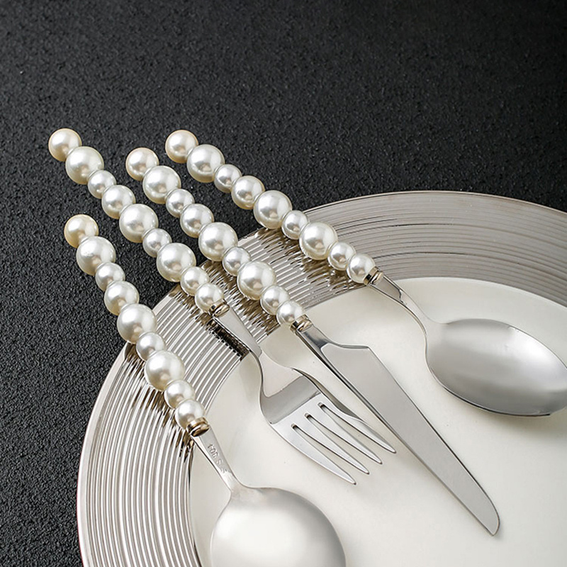 Unique Pearl Shape Cutlery Set With Ceramic Handles 304 - Temu