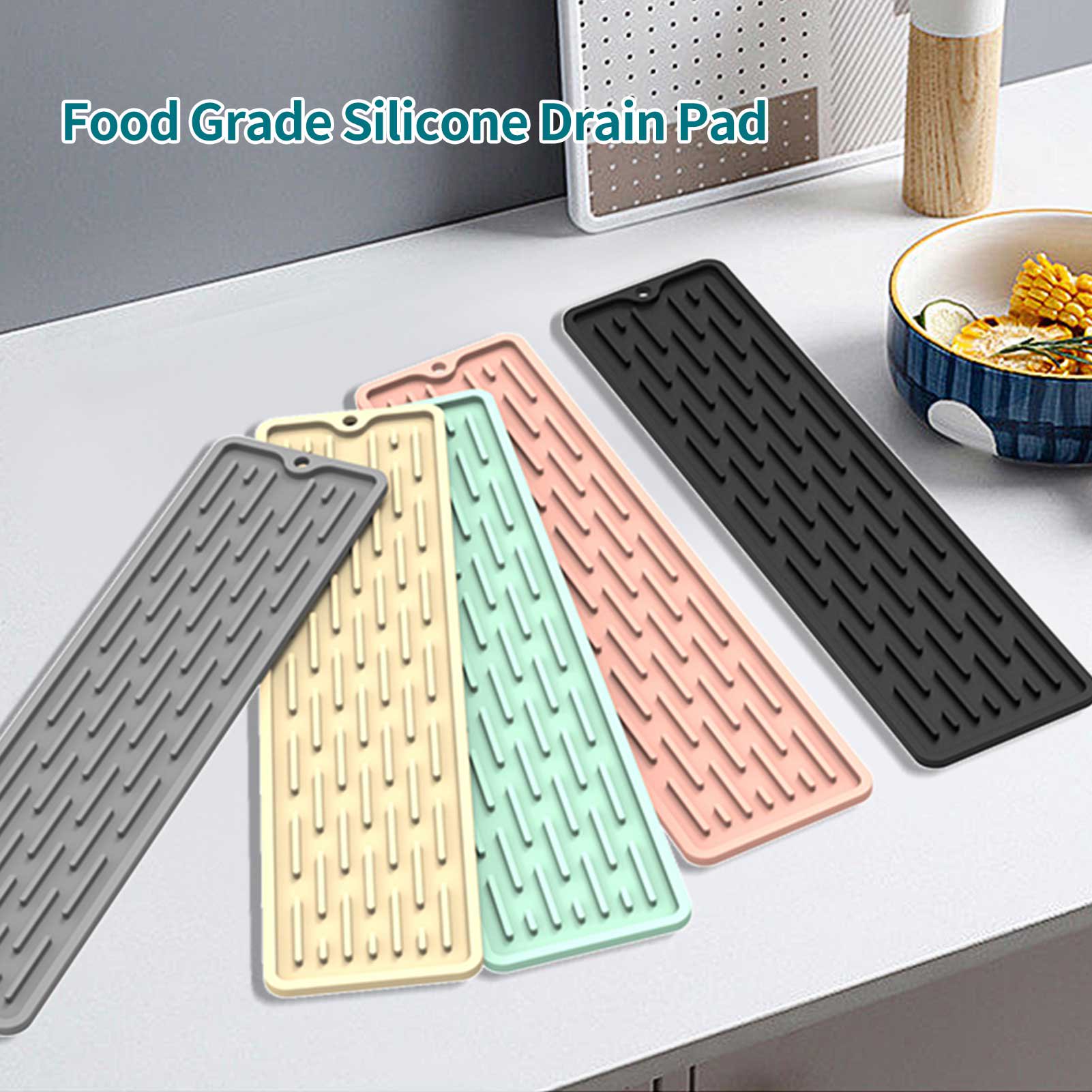 Faucet Drain Pad Food Grade Waterproof Silicone Faucet Splash Water Drainer  Sink Protective Mat Kitchen Supplies