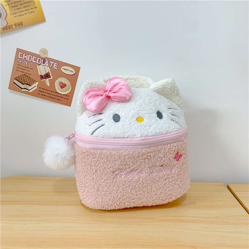 Kawaii Hello Kitty Plush Pencil Case Cartoon Storage Bag Kids girl gift