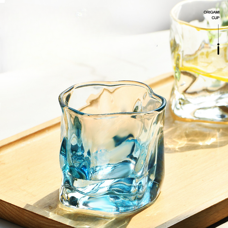 1pc Glass Cup, Creative Textured Transparent Beverage Cup For Home, Bar