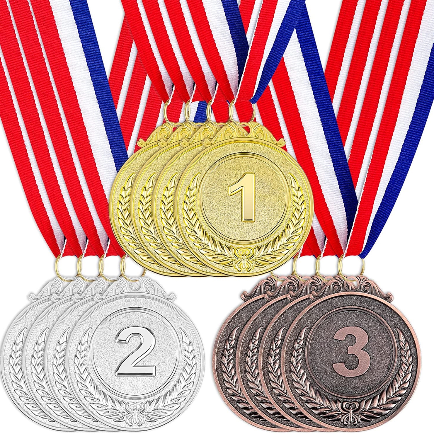 Houkary 12 Pièces Medaille Or Argent Bronze Medailles Olympiades Médailles  pour Enfants Métal Médaille Numérique avec Rubans pour Enfants événements  d'enfants, Compétitions de Jeux, Sports : : Sports et Loisirs