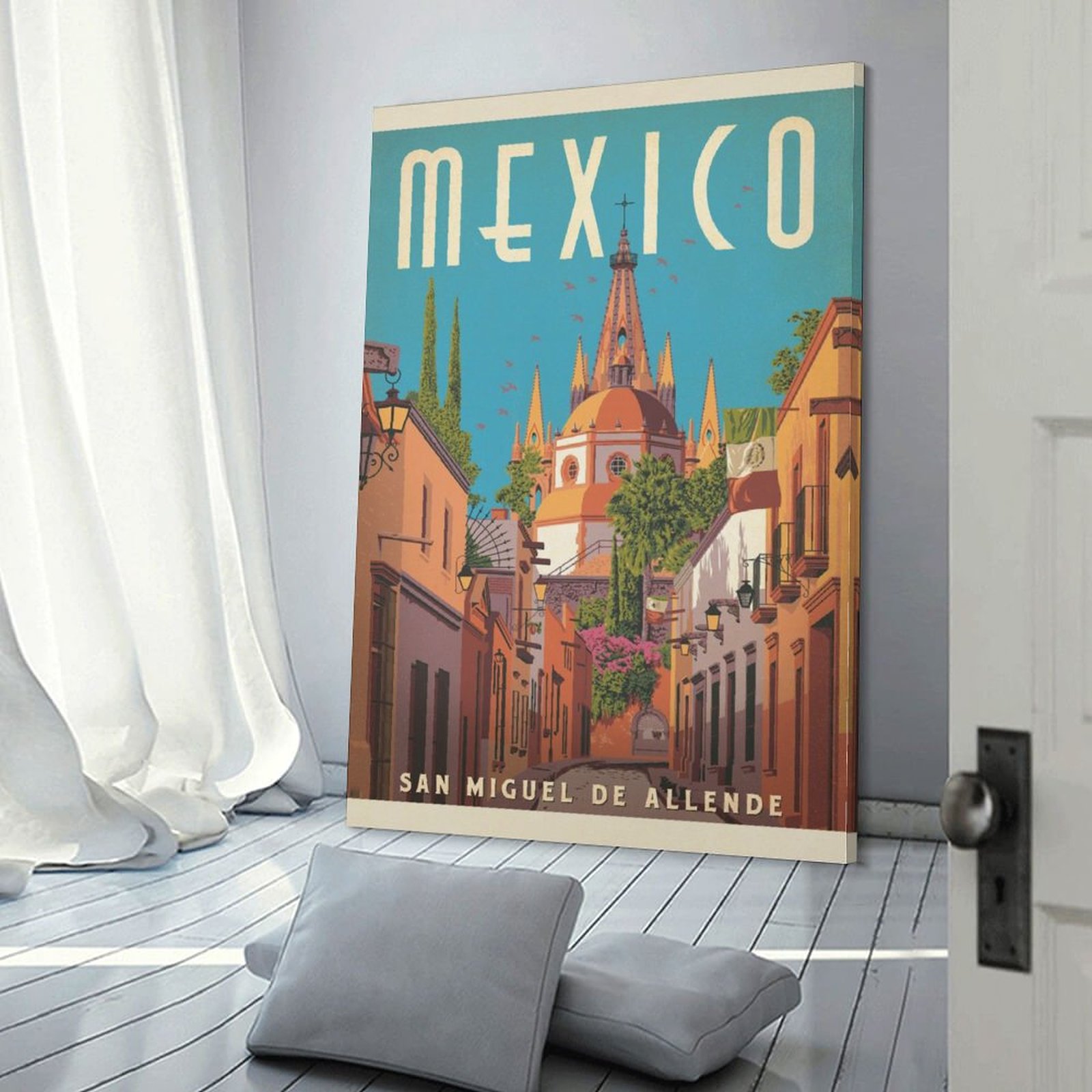 Mexico Vintage Travel Posters Building Canvas Painting - Temu