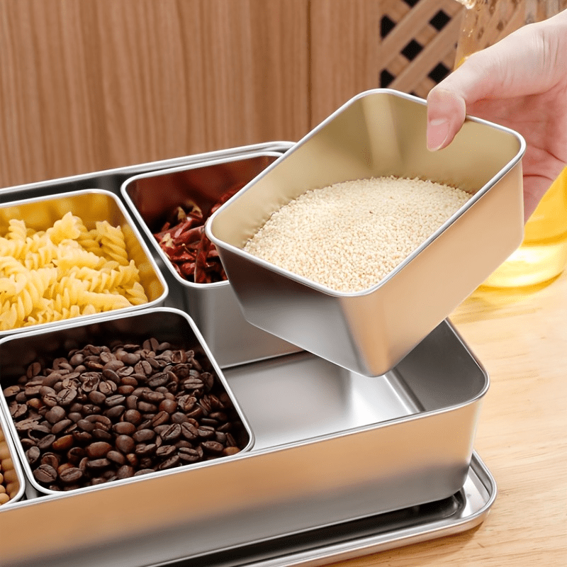Stainless Steel Spice Box with 6 Grids for Storage