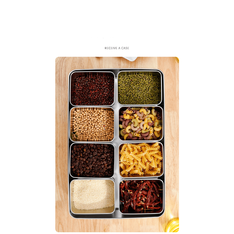 Stainless Steel Spice Box with 6 Grids for Storage