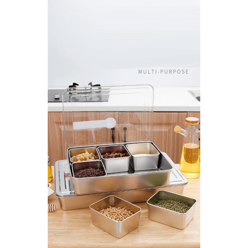 Stainless Steel Spice Box with 6 Grids for Storage