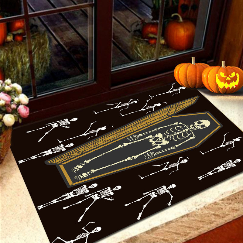 Vintage Coffin Flower Skeleton Print Carpet Living Room Rug - Temu