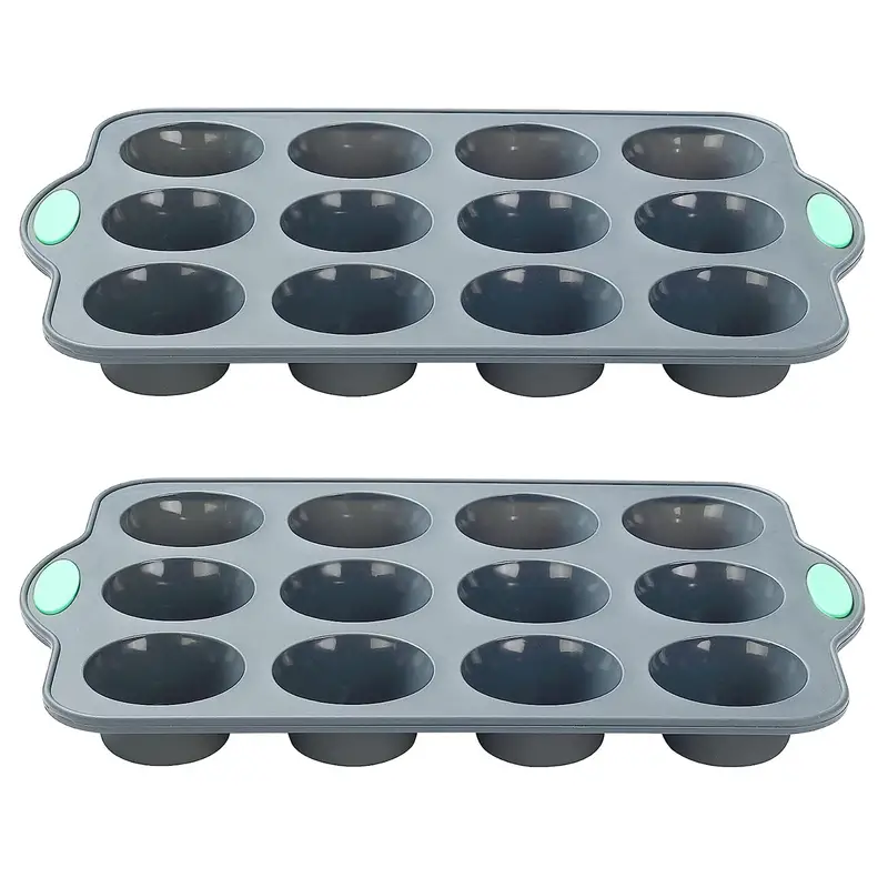12-cavity Silicone Muffin Pans With Metal Reinforced Frame - Bpa Free, Oven  Safe, And Perfect For Baking Cupcakes, Puddings, And More - Kitchen Gadgets  And Accessories - Temu