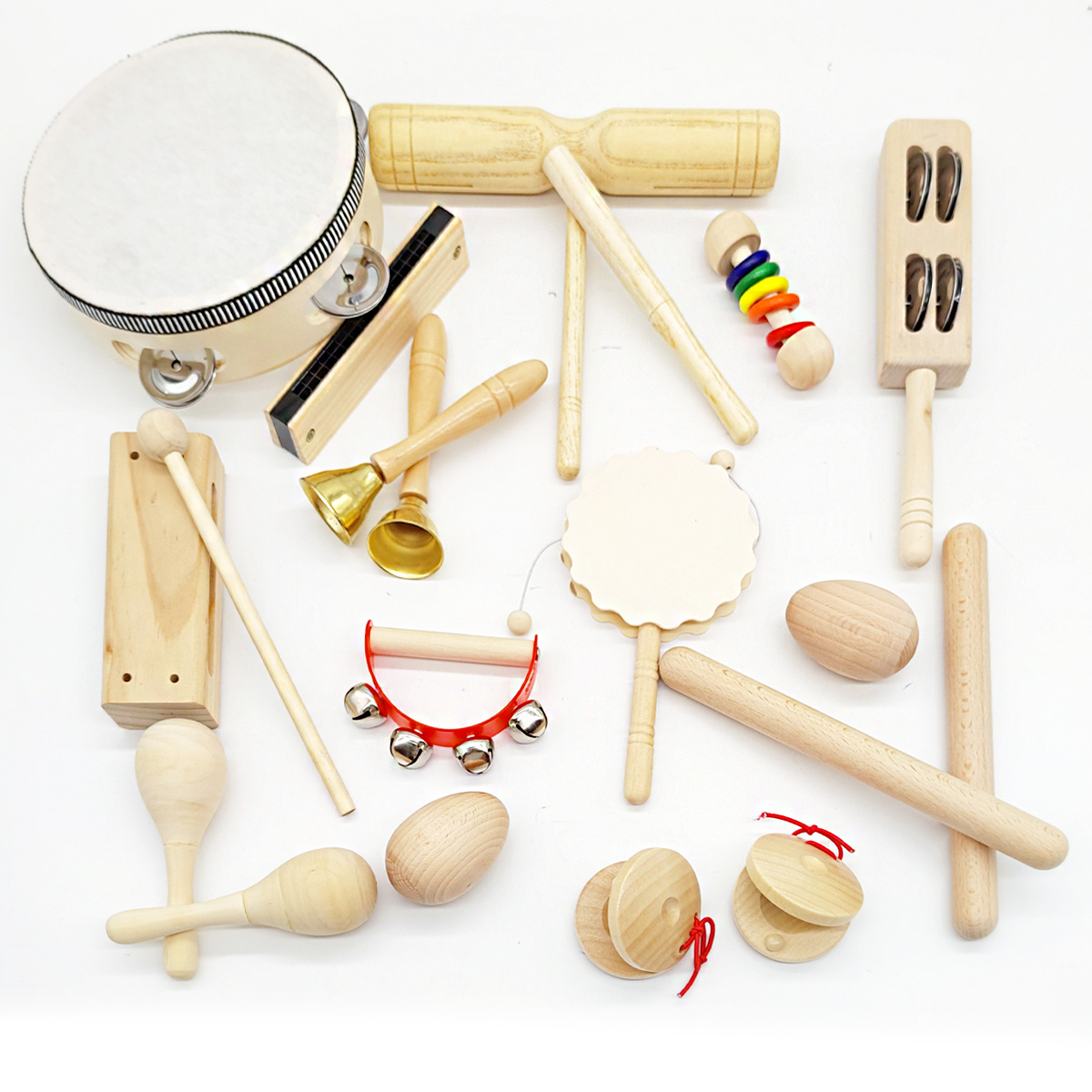 LOOIKOOS Instrumentos musicales para niños pequeños, instrumentos de  percusión de madera natural, juguete para niños preescolares, juguetes  musicales