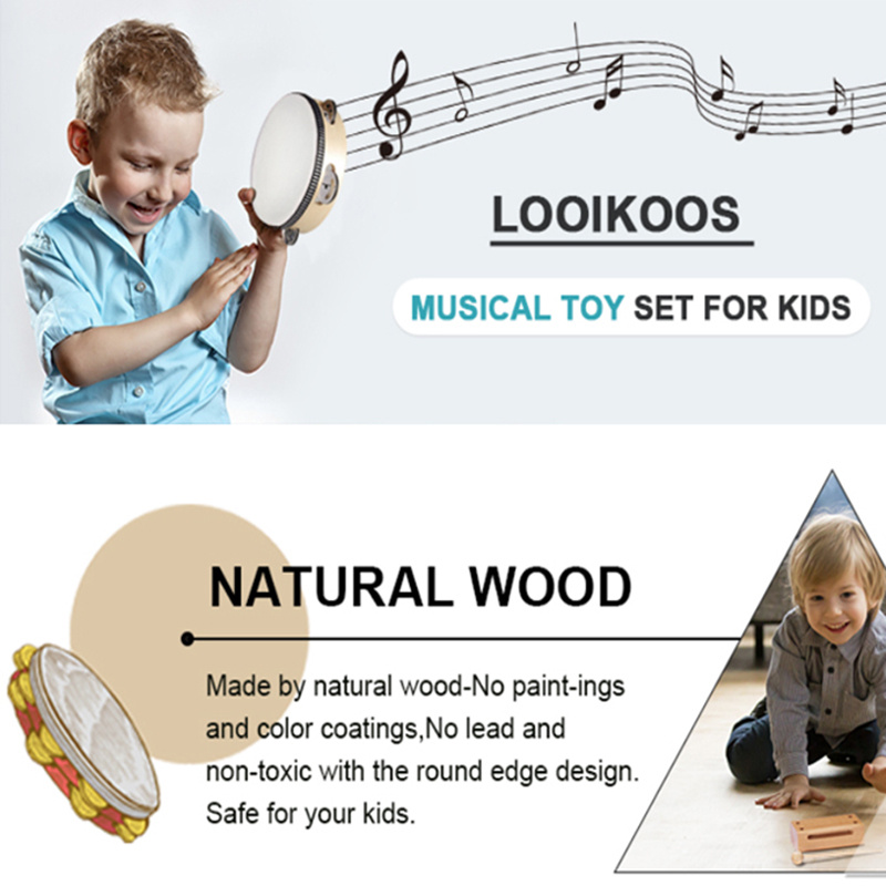 LOOIKOOS Instrumentos musicales para niños pequeños, instrumentos de  percusión de madera natural, juguete para niños preescolares, juguetes  musicales