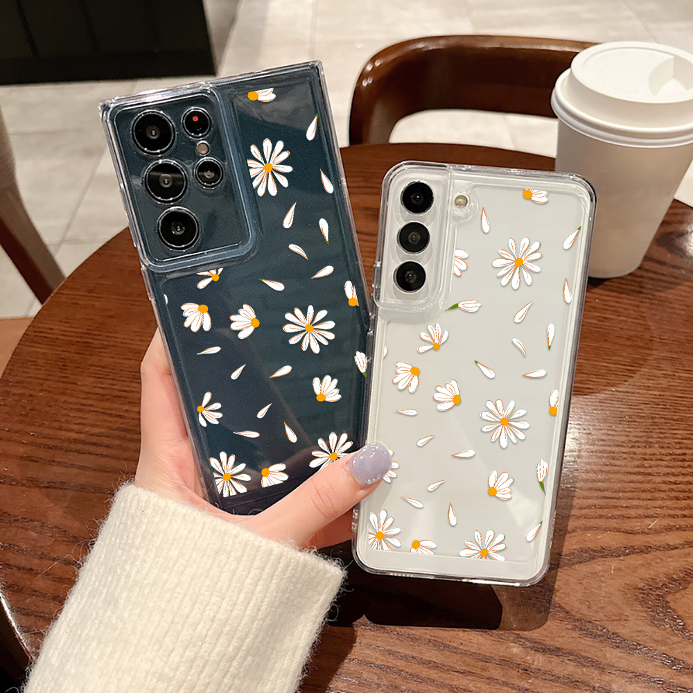 

Flower Pattern Lens All-inclusive Transparent Anti-fall Phone Case For For Samsung S23ultra/s23+/s23, S22ultra/s22+/s22, S21ultra/s21+/s21fe/s21, S20ultra/s20+/s20fe