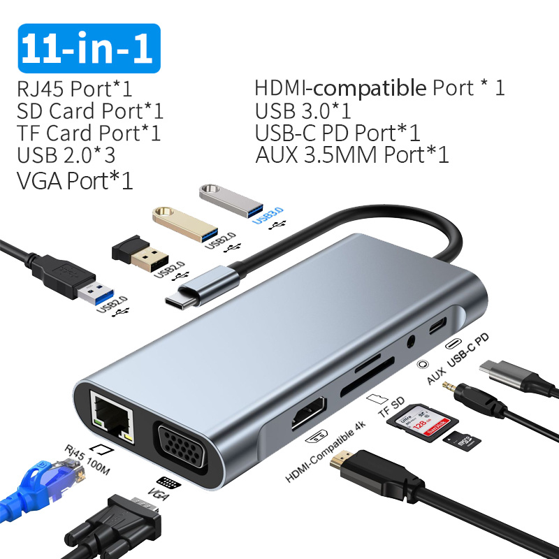 USB 3.0 HUB to Card Reader HDMI 4K VGA 3.5mm Jack RJ45 For Microsoft Surface  Pro 4 5 6 Adapter SD TF Multi USB3.0 Dock Splitter