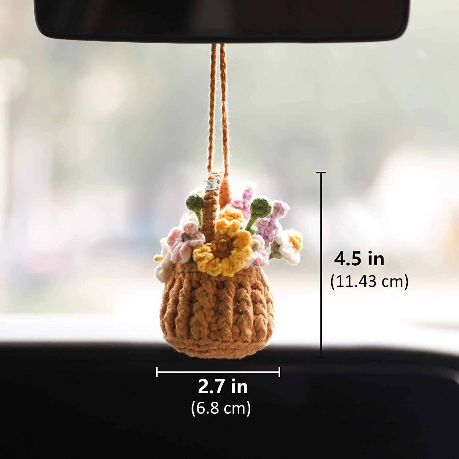 Cute Potted Plants Crochet Car Mirror Hanging Accessories - Temu Australia