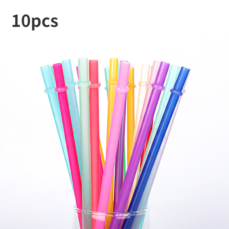 Long Rainbow Color Reusable Polymer Plastic Replacement Straws With  Cleaning Brus Bar Supplies Party Tableware Straws - Temu