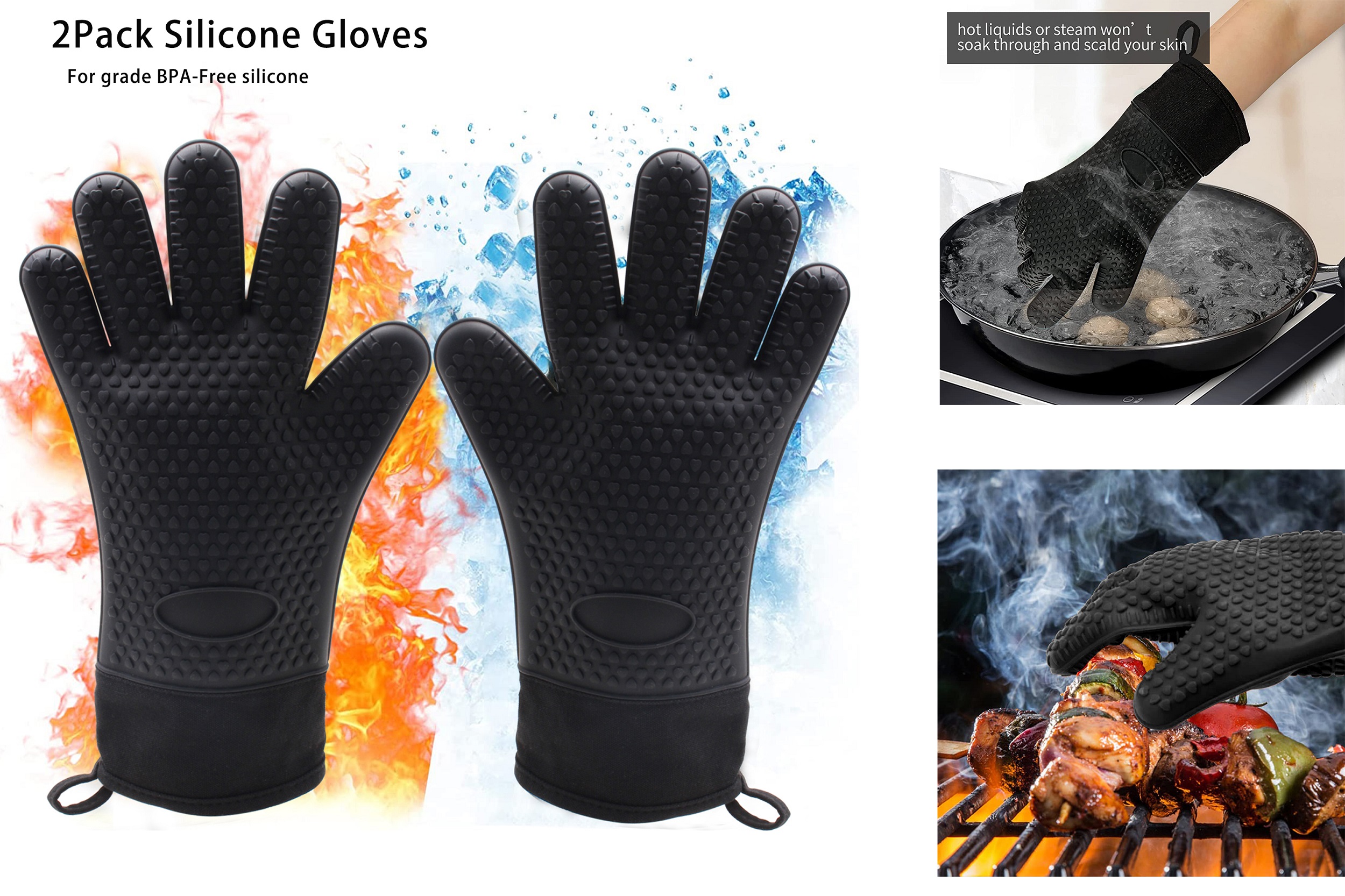 Heat Resistant Silicone Gloves - Innovative Grilling Tools 